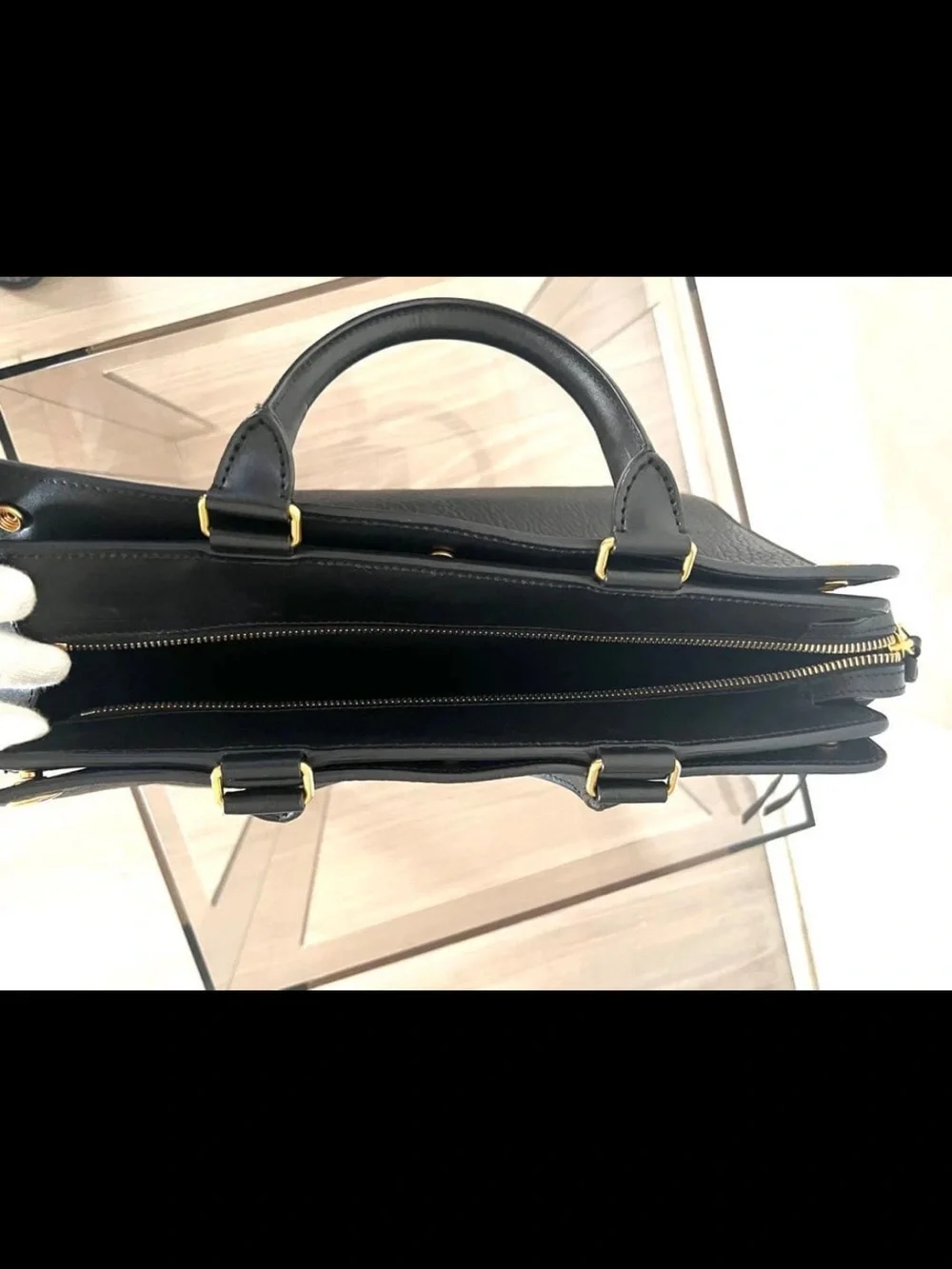 Mulberry Black Leather Satchel with Gold Hardware